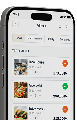Objednávková obrazovka v QR menu