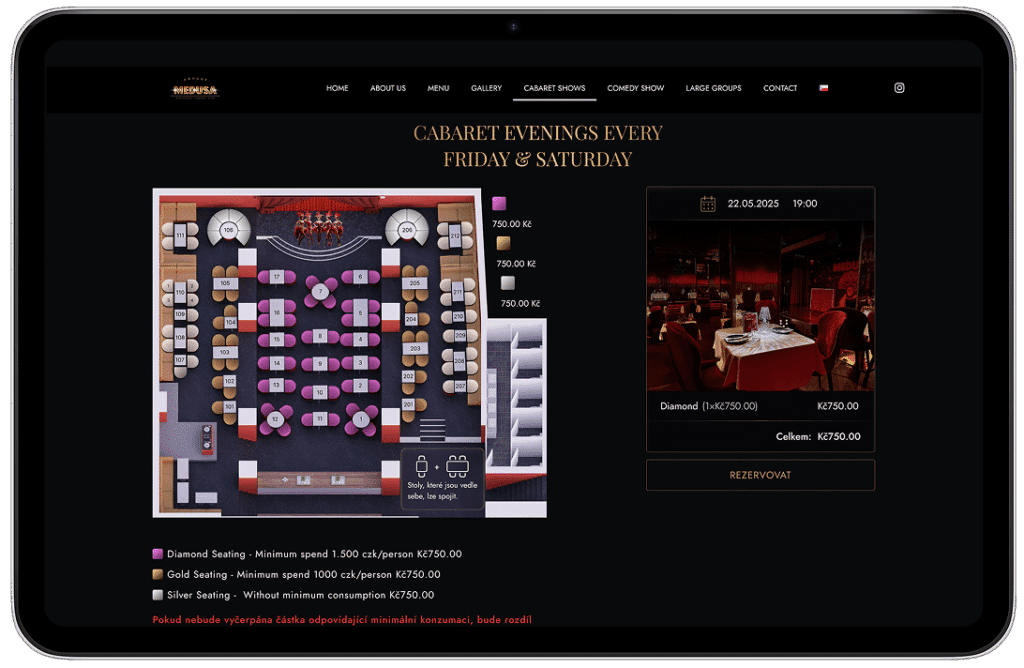Rezervační systém pro restaurace s prodejem vstupenek a správou událostí